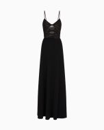 Emporio Armani - Abito cut out in tecno cady con dettaglio gioiello nero