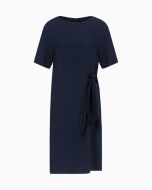 Emporio Armani - Abito con nodo in tessuto tecno fluido blu navy