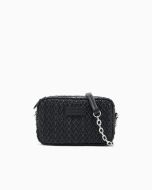 Emporio Armani EW001924AF19228UC001 Camera case con tracolla a catena effetto goffrato nero