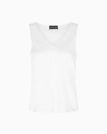 Emporio Armani - Top con scollo V in raso di seta bianco