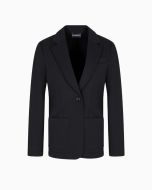 Emporio Armani - Blazer monopetto in jersey interlock capsule travel essential nero