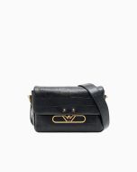Emporio Armani EW002925AF17666UC001 Borsa a tracolla in pelle con finish stampa cocco e logo aquila nero