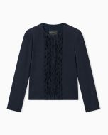 Emporio Armani - Giacca in tessuto armaturato con rouches blu