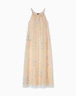 Emporio Armani - Abito lungo in organza di seta stampa foulard fiori multicolore