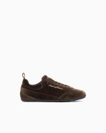 Emporio Armani EW005078_AF14380_U7001 Sneakers in velluto con logo ricamato e suola in gomma marrone