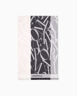 Emporio Armani - Stola in misto lana con logo jacquard e frange nero