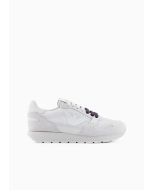 Emporio Armani - Sneakers in mesh con dettagli suede e patch aquila grigio