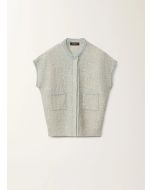 Fabiana Filippi - Cardigan in tweed di maglia lurex, vaniglia e verde acqua