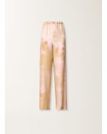 Pantalone Fabiana Filippi stile pigiama in twill di seta stampato memento rosae - Vista frontale