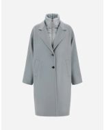 Herno - Cappotto in velour wool cloth e nylon ultralight azzurro grigio