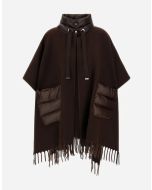 Herno - Poncho Resort in tessuto doppio di lana e cashmere e nylon ultralight fondente