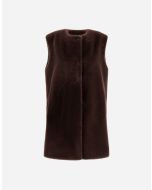 Herno - Gilet Resort in simil pelliccia effetto castoro fondente