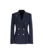 L.B.M. 1911 - Giacca Elena doppiopetto blu gessato
