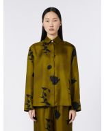 Max Mara - Camicia in twill di pura seta ERACLEA stampa floreale oliva