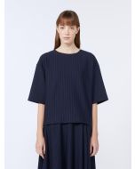 Max Mara 69460476001 KAYA Blusa in jersey di viscosa gessata blu navy riga bianca