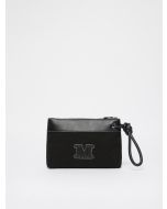 Borsa pochette Frisia Max Mara Beachwear in cotone canvas nera con manico da polso - Vista frontale
