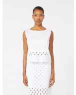 Max Mara - Top in popeline e pizzo macramé bianco ottico
