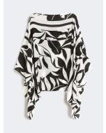 Max Mara - Poncho in seta stampata TAMBUTO nero