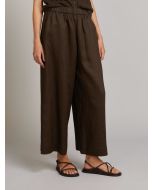 MM Max Mara - Pantalone in tela di lino CANNETI testa di moro