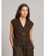 MM Max Mara - Gilet in tela di lino RANGHI testa di moro
