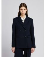 MM Max Mara - Blazer doppiopetto in puro cotone ROTONDO blu navy