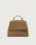 Orciani - Borsa Sveva Peach Small a mano in suede con tracolla biscotto