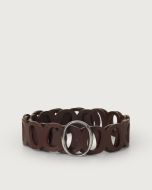 Orciani 22s-d10156-a-_bul-bru Cintura monogram Bull Soft in cuoio fibbia palladio bruciato