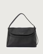 Orciani - Borsa Nana Soft Midi a spalla in pelle martellata con tracolla nero