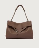 Orciani - Borsa Venus Soft Midi a spalla in pelle martellata visone