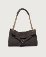 Orciani - Borsa Venus Nabucco Small a spalla in pelle nabuk carbone