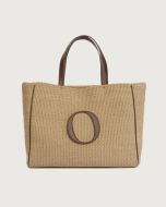 Orciani 26S-B02217--_ZNZ-BIS Borsa Her-O Shopper Zanzibar a spalla in tessuto e pelle biscotto