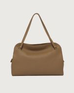 Orciani - Borsa Lido Soft Midi a spalla in pelle martellata biscotto