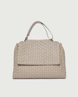 Orciani BT2006 Borsa Sveva Nappa Woven Media a spalla in pelle intrecciata avorio