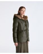 Peuterey - Piumino corto con rivestimento in eco-pelliccia VERTIS MQN ECOFUR verde edera