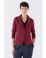 Amina Rubinacci - Giacca in tweed di misto lana seta con trama diagonale bicolore RAPUNZEL rosso navy