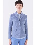 Amina Rubinacci - Giacca in tweed di misto lana cashmere con trama bicolore ROSALBA denim