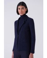 Amina Rubinacci - Giacca in misto lana e cashmere con paillettes TANDEM navy