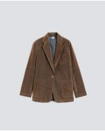 Aspesi - Giacca monopetto in denim floccato delave tortora
