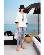Clips More - Pantalone capri blu panna