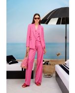 Clips More - Giacca e pantalone gessati fragola