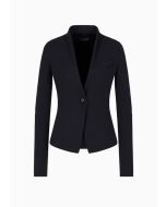 Emporio Armani - Giacca monopetto in tessuto jacquard nero