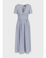 Emporio Armani 3K2A732NXUZ1F602 Abito lungo scollo V in chiffon stampa check 3D
