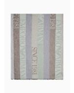 Emporio Armani 6352734F317100081 Stola con motivo verticale e logo jacquard Since 1981 verde chiaro