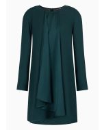 Emporio Armani - Abito in crepe satin con maxi volant verde