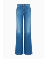 Emporio Armani - Jeans J9D vita media e fondo svasato in denim vintage look blu medio
