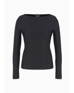 Emporio Armani - Maglia scollo a barca in jersey di nylon jacquard stretch nero