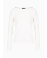 Emporio Armani - Maglia scollo a barca in jersey di nylon jacquard stretch bianco