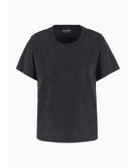 Emporio Armani - T-shirt in jersey Supima con strass all over e aquila ASV nero