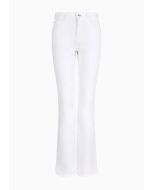 Emporio Armani - Jeans J47 vita medio alta e fondo svasato in denim stretch light used bianco