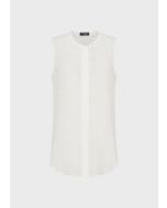 Emporio Armani D4NC13D23011101 Top smanicato in pura seta crepe de chine bianco